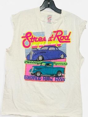 Street Rod Event Kids White Graphic Muscle Tee